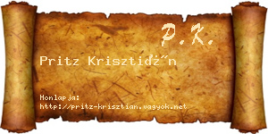 Pritz Krisztián névjegykártya